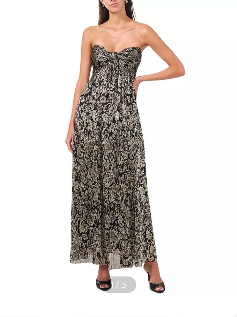 Parker Women's The Piper Metallic-Print Strapless Maxi Dress Size 6